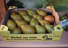 Am Stand der Elbe-Obst war Obst in verschiedenen Einheiten ausgestellt.