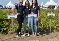 Frauenpower am Stand des Züchtungsunternehmens Agrico: Lianne Luimes, Josien Binnema und Leonie Everts. Im Vordergrund standen unter anderem die beiden Pommes Frites Sorten Lugano und Sidney.